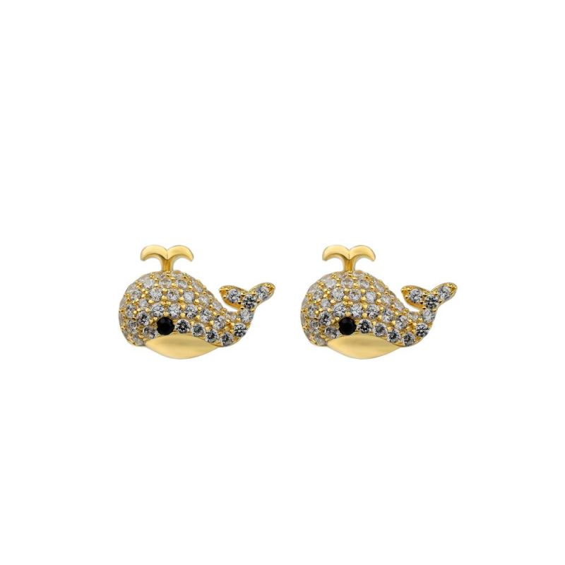 Women Earring Fashion Beautiful 10K Yellow Gold Starfish Stud Earrings