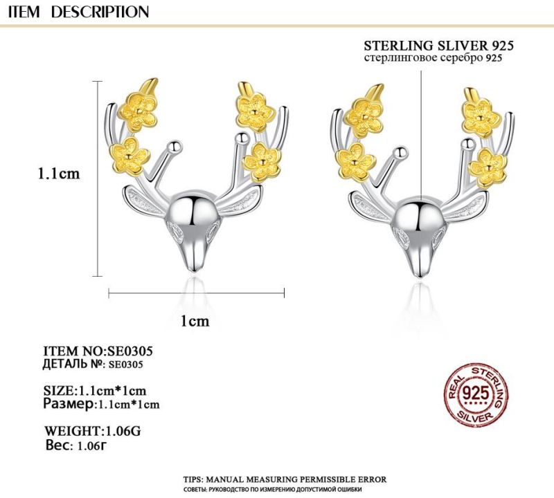 Fashion Jewelry Elk Earring Stud with Yellow Flower