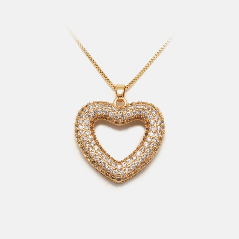 Women Wedding Jewelry Set Simple Heart Shape Necklaces and Earrings Set