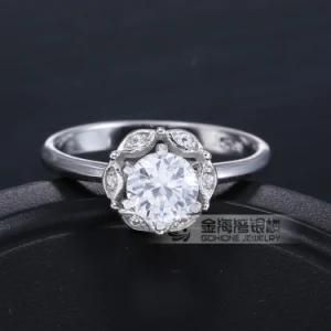 Cocktail Jewelry Lady White Sapphire Gemstones 925 Silver Wedding Ring