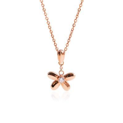 Fashion Jewelry Stainless Steel Jewelry Five-Leaf Flower Necklace