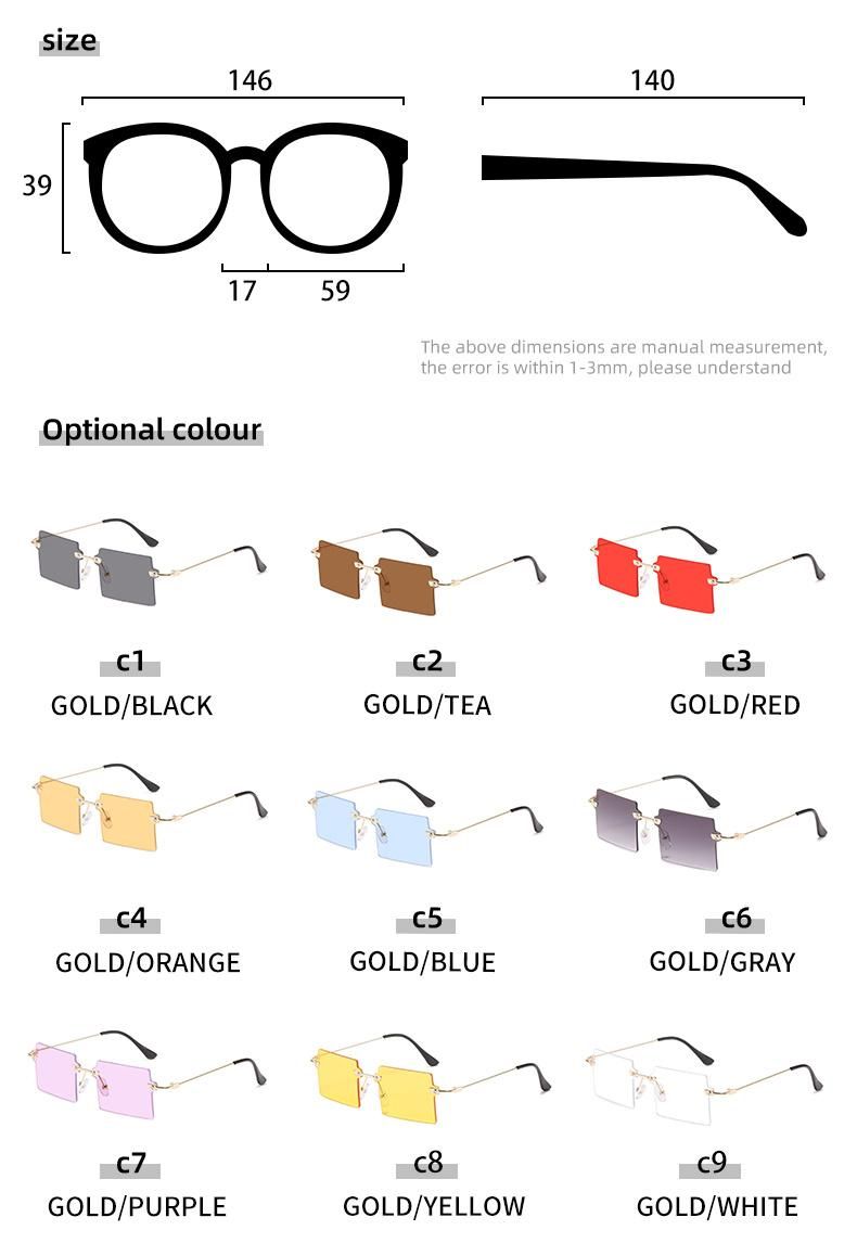 Sunglasses Square Fashion Rimless Glasses Amazon Hot Sale