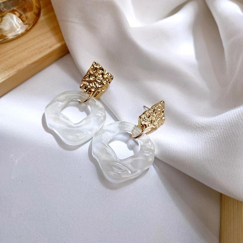 Fashion Jewelry 925 Silver Earrings Clear Resin Earrings