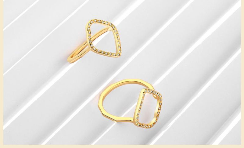 Fashion Women Couple Gold Plated CZ Stones Brass Rings