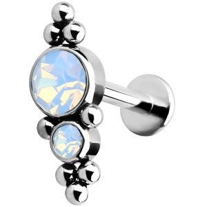 316L Stainless Steel Opal Stone CZ 16g Labret Cartilage Piercing Earring Stud Tragus Helix Jewelry