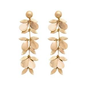 Fashion Accessories Imitation Jewelry Metal Leaf Charm Long Drop Earrings
