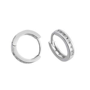 Punk Women Silver Hoop Gothic CZ Ear Stud Earrings