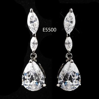 Wedding Pear CZ Earring Jewelry, Bridal Pearl CZ Earring Jewelry, Bridesmaid Earring Jewelry