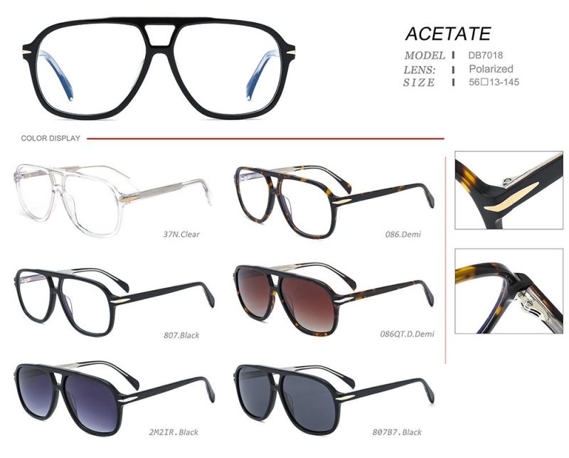Fashion Eyeglass Frames Popular Thick Acetate Eyewear High Optical Frame Double Bridge Acetate Polarized Sunglasses for Unisex