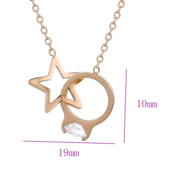 New Fashion Unique Design Star and Ring Pendant Necklace Stainless Steel Necklace