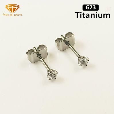 Fashion Jewelry ASTM F136 Titanium G23 Titanium Earrings CZ Hinged Ring Ear Piercing Ear Studs Tper12