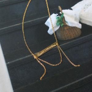 Dream Without Fear Stainless Steel Rectangular Stripe Bar Pendant Necklace for Women