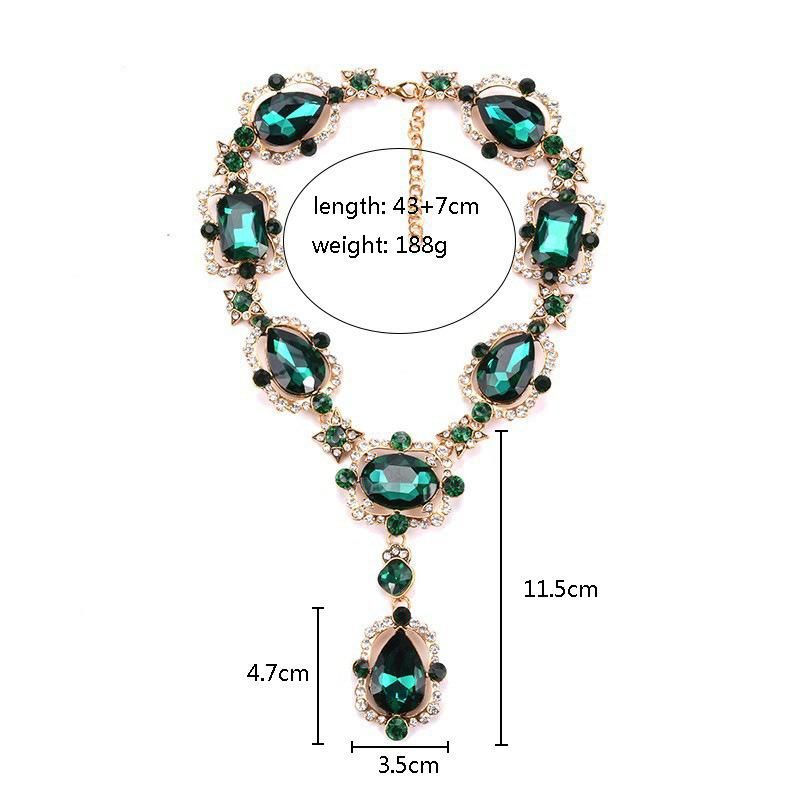 Alloy Glass Crystal Clavicle Chain Temperament Popular Gem Inlaid Water Drop Necklace