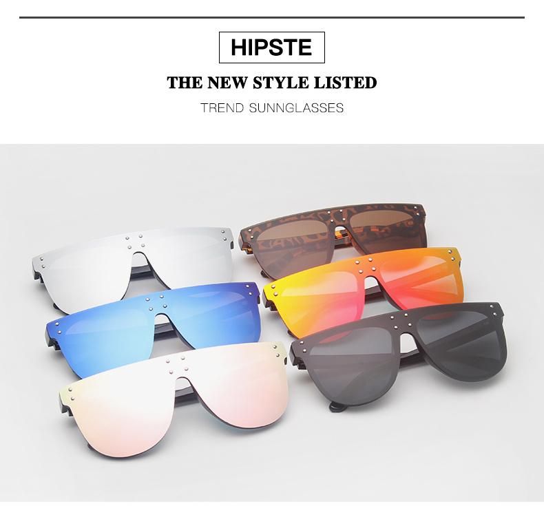 One-Piece Big Frame Sunglasses Fashion Rivet Colorful Mercury Sunglasses