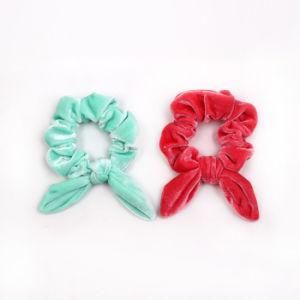 Candy Color Charming Velvet Bunny Ear Elastic Hair Ties Scrunchies Manufacturer