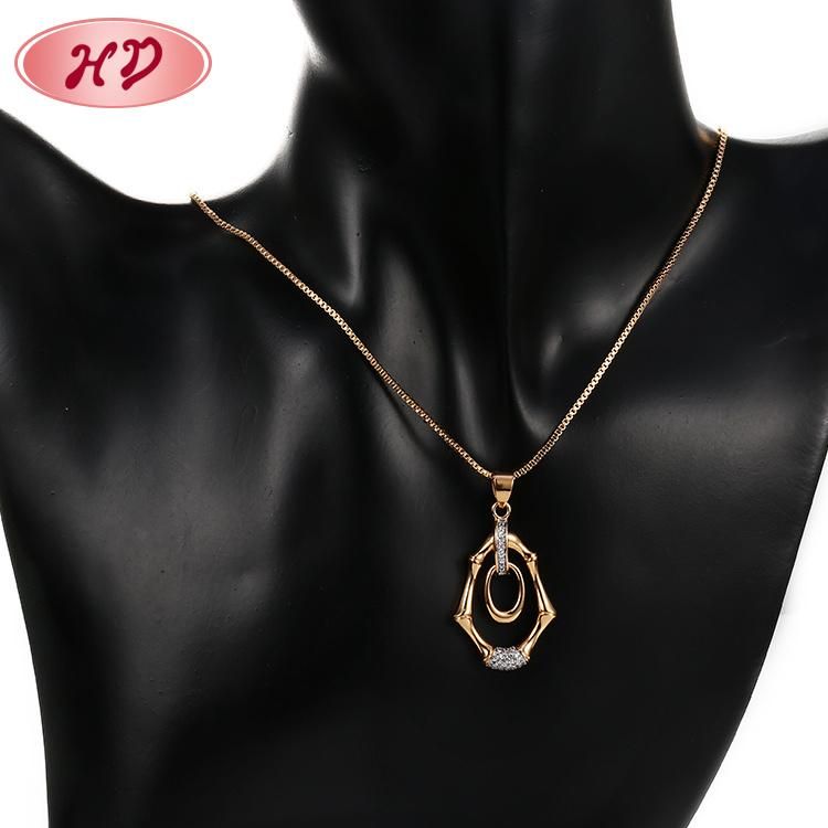 Fashion Accessories Women Jewelry 18K Gold Plated Alloy Silver Chain Sets Pendant Necklace with CZ Crystal