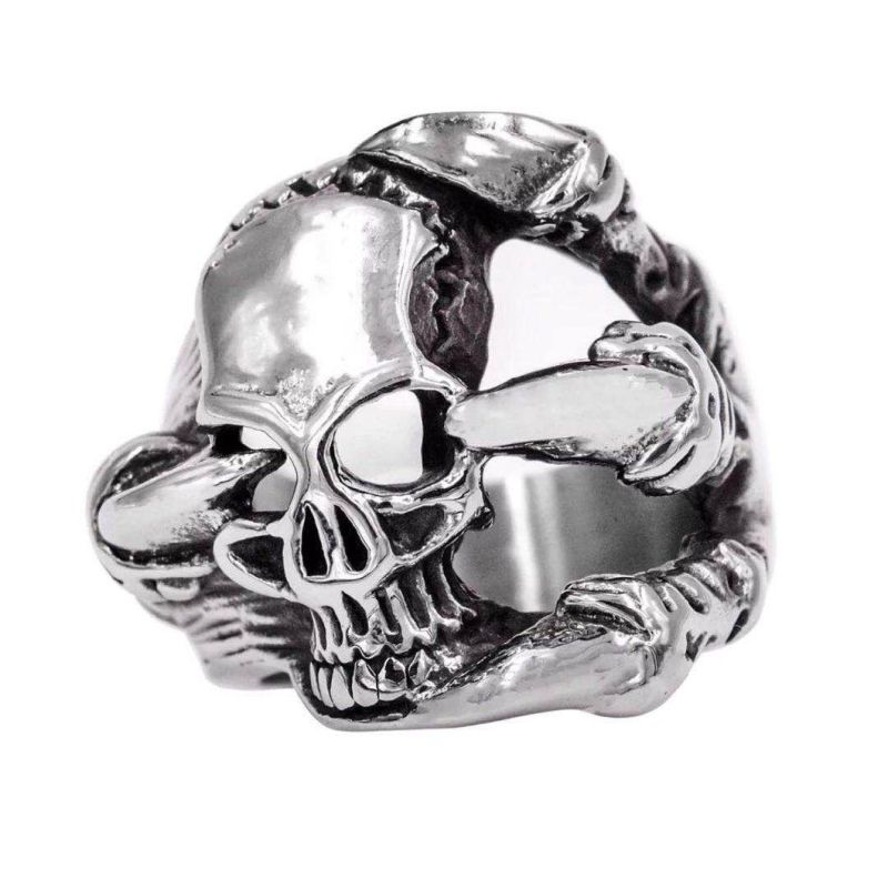 Factory Fashion Wholesale Mens Hiphop Biker Stainless Steel Ring for Custom