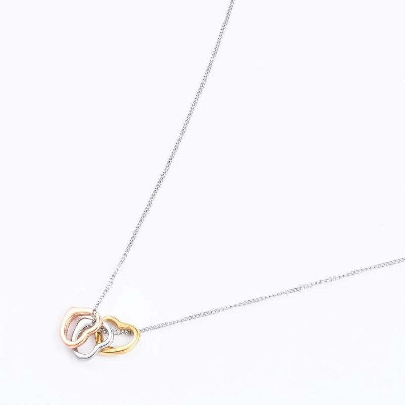Custom Wholesale Gift Charm Hearts Pendant Changeable Fashion Gold-Plated Necklace for Girls Fashion Jewelry
