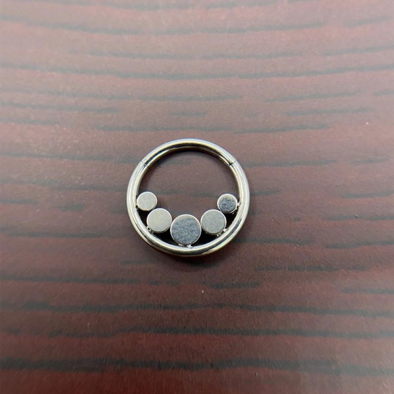 ASTM F136 Titanium Body Piercing Jewelry Hinged Segment Ring Setting 5A Zirconia Piercing