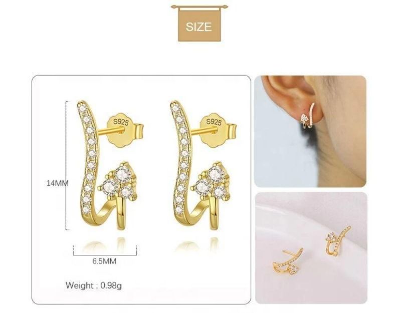 Real 925 Sterling Silver Earring Heart Multi-Layer Zircon Stud Earrings for Women Sweet Temperament Jewelry Gift
