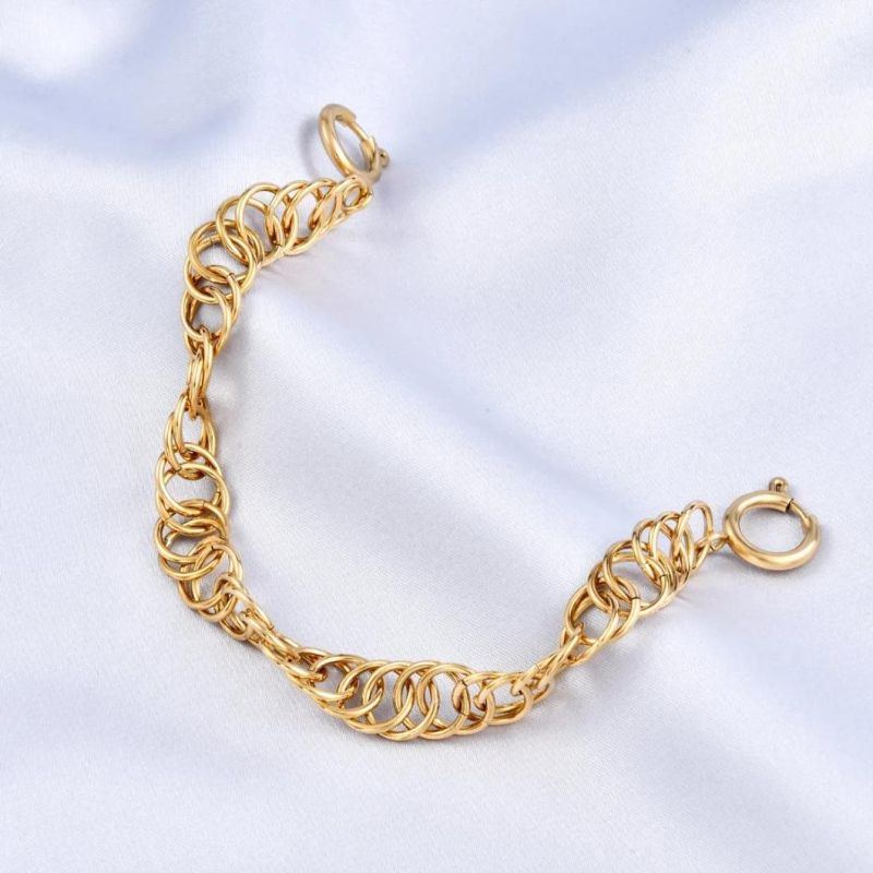 Gold Circle Linked Chain, 316L Stainless Steel Light Flat Cut Circles Jewelry