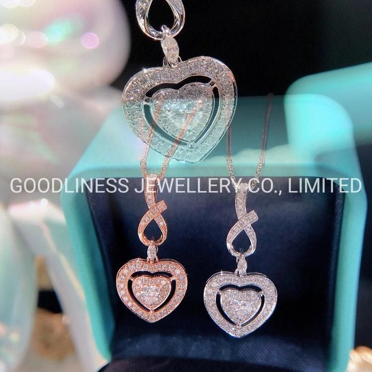 925 Sterling Silver Heart Pendant Necklace Fashion Jewelry