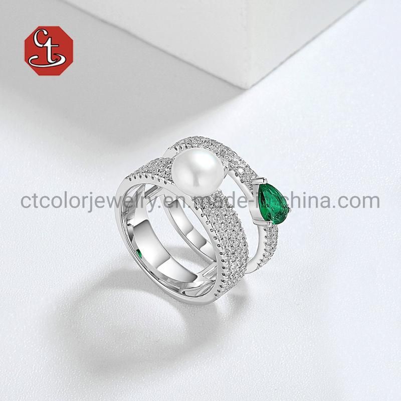 Fashion Personalized Luxury Design 925 Sterling Silver Jewelry Women Gem Stone Ring