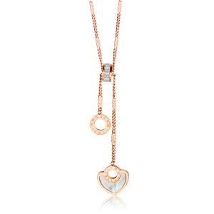 Gold Plated Stainless Steel Love Roman Numerals Clavicle Chain Necklace