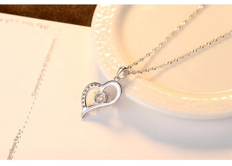 Wholesale Plated Copper Pave Zircon Necklace Heart Shaped Jewelry