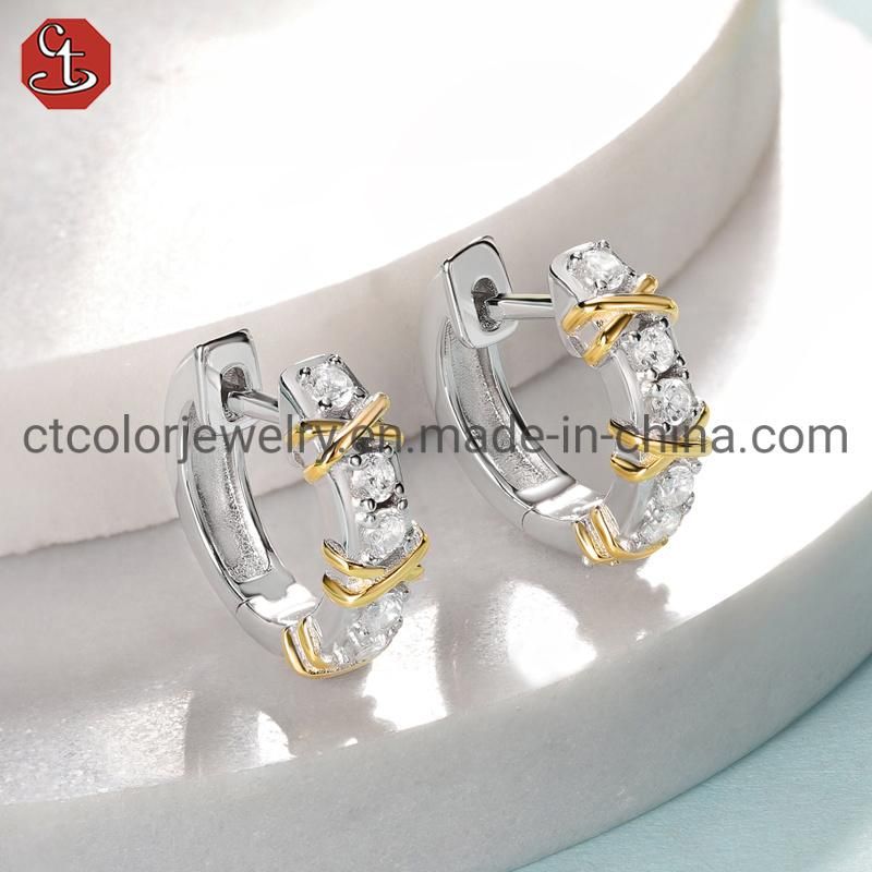 Fashion Jewelry Micro Setting Cubic Zirconia Hoop Earrings 925 Silver Jewelry Earring