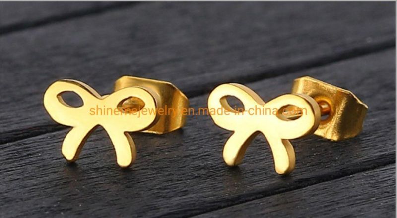 Factory Wholesale Fashionable Simple Wisp Bow Earrings Stainless Steel Titanium Steel Sweet Exquisite Ear Jewelry Er6221