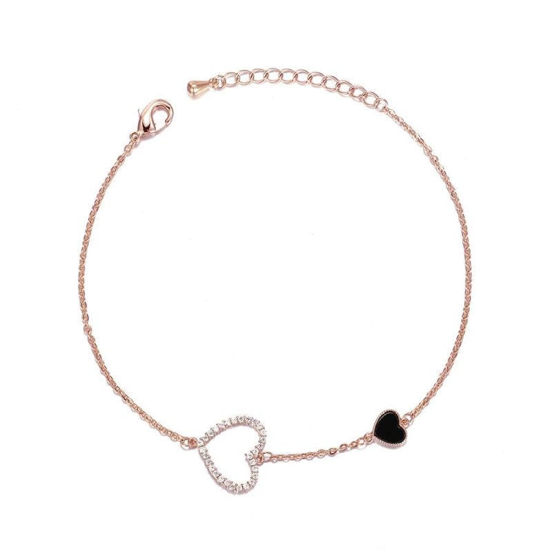 Fashion Jewelry New Arrival Rose Gold Heart Hand Chain Bracelet for Women