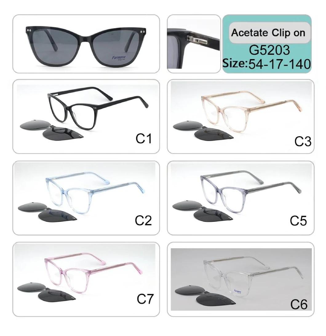 High Quality Clip on Acetate Optical Frame Eyeglasses Sunglass Sun Glass