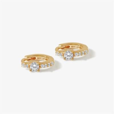 925 Sterling Silver Pave Cubic Stones Huggie Earrings for Daily Wearing, Wedding and Party Fashion Jewelry