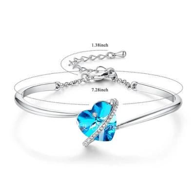 Ladies Silver Fashion Jewelry Austrian Crystal Love Bracelet