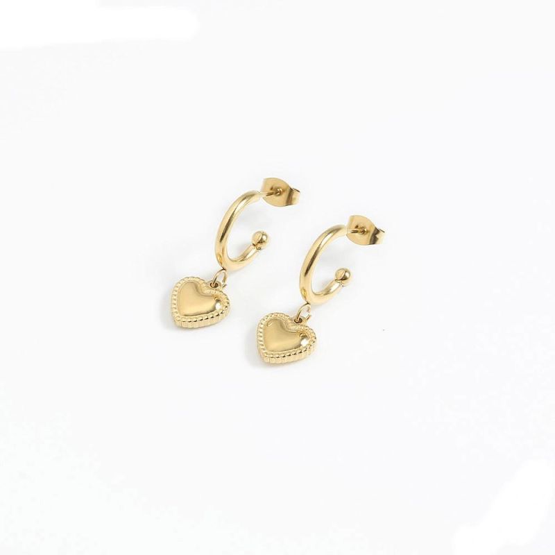 Manufacturer Custom Fashion Jewelry 18K Gold Plated Earring Waterproof Top Ranking Stainless Steel Heart Earrings Wholesale
