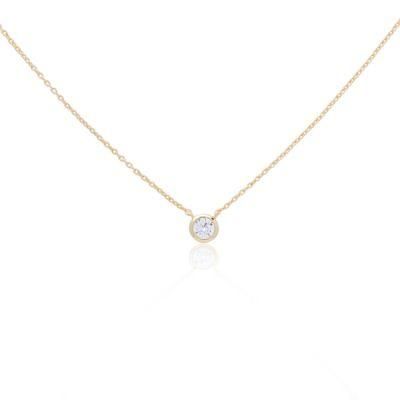 White Bezel Set 4A Cubic Zircon Stone Necklace