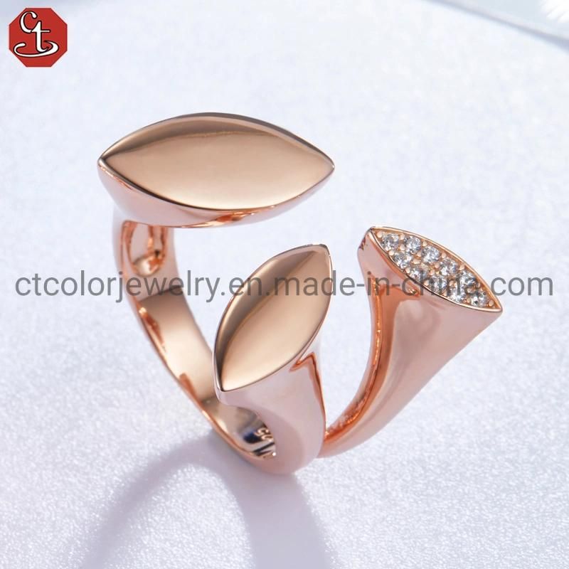 Wholesale 925 Sterling Silver Rose plated Ring Adjustable Open Women Rings Fine Jewelry