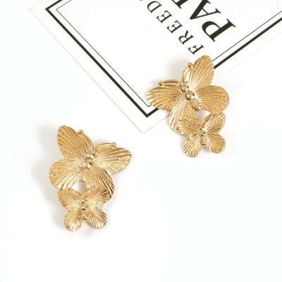 2022 New Metalbig Butterfly Hoop Earrings Multi-Layer Wing Alloy Earrings for Women