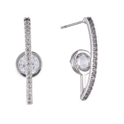 925 Sterling Silver J-Shaped Earring with CZ