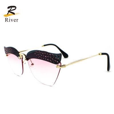 Eyebrow Stock Diamond-Encrusted Sunglasses for Women