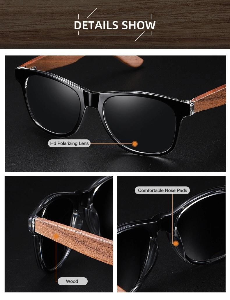Maysun Hot Selling Vintage Custom OEM Wood Frame Promotional Sunglasses