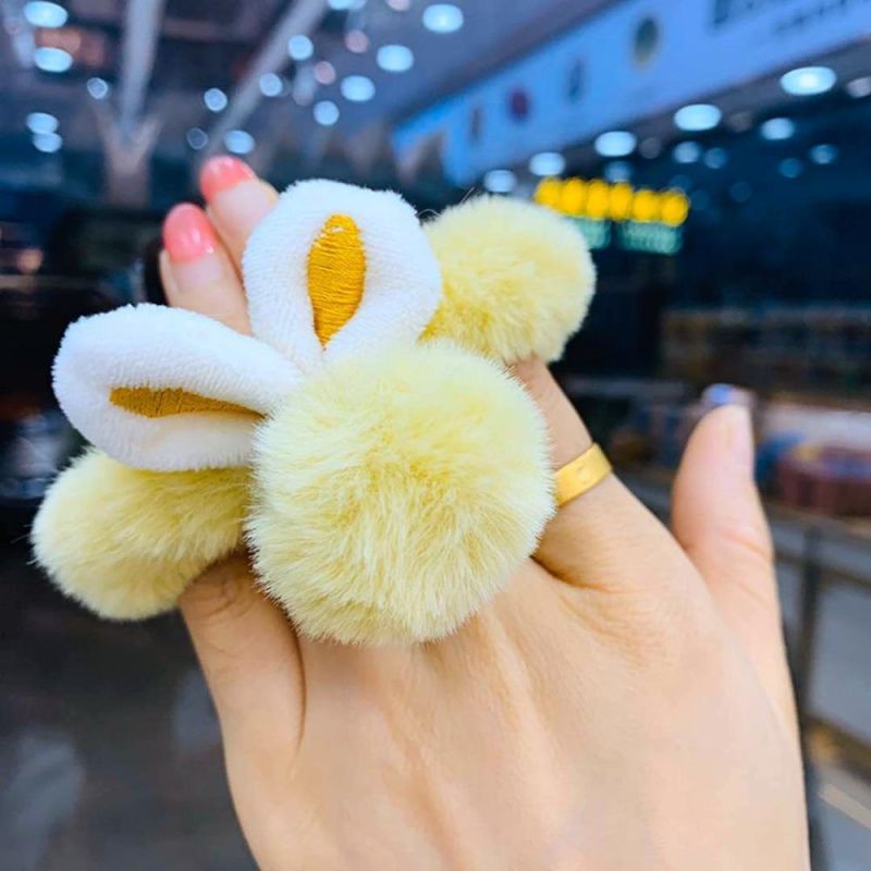 Macaron Plush Rabbit Scrunchies for Hair, Cute Bunny Scrunchies Fur Hair Scrunchies
