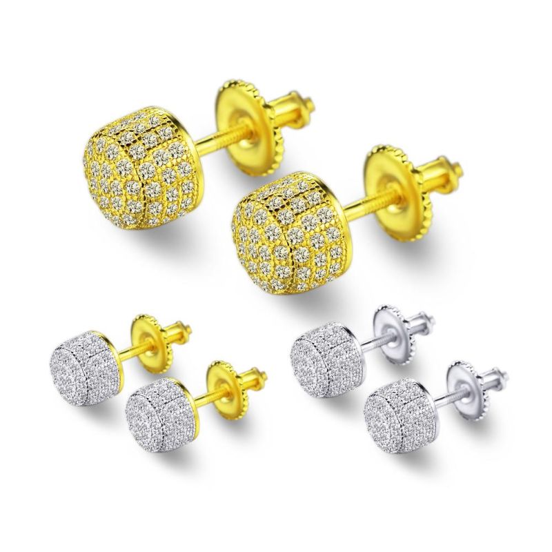 Hiphop Diamond CZ Men′s Stud Earrings Jewelry