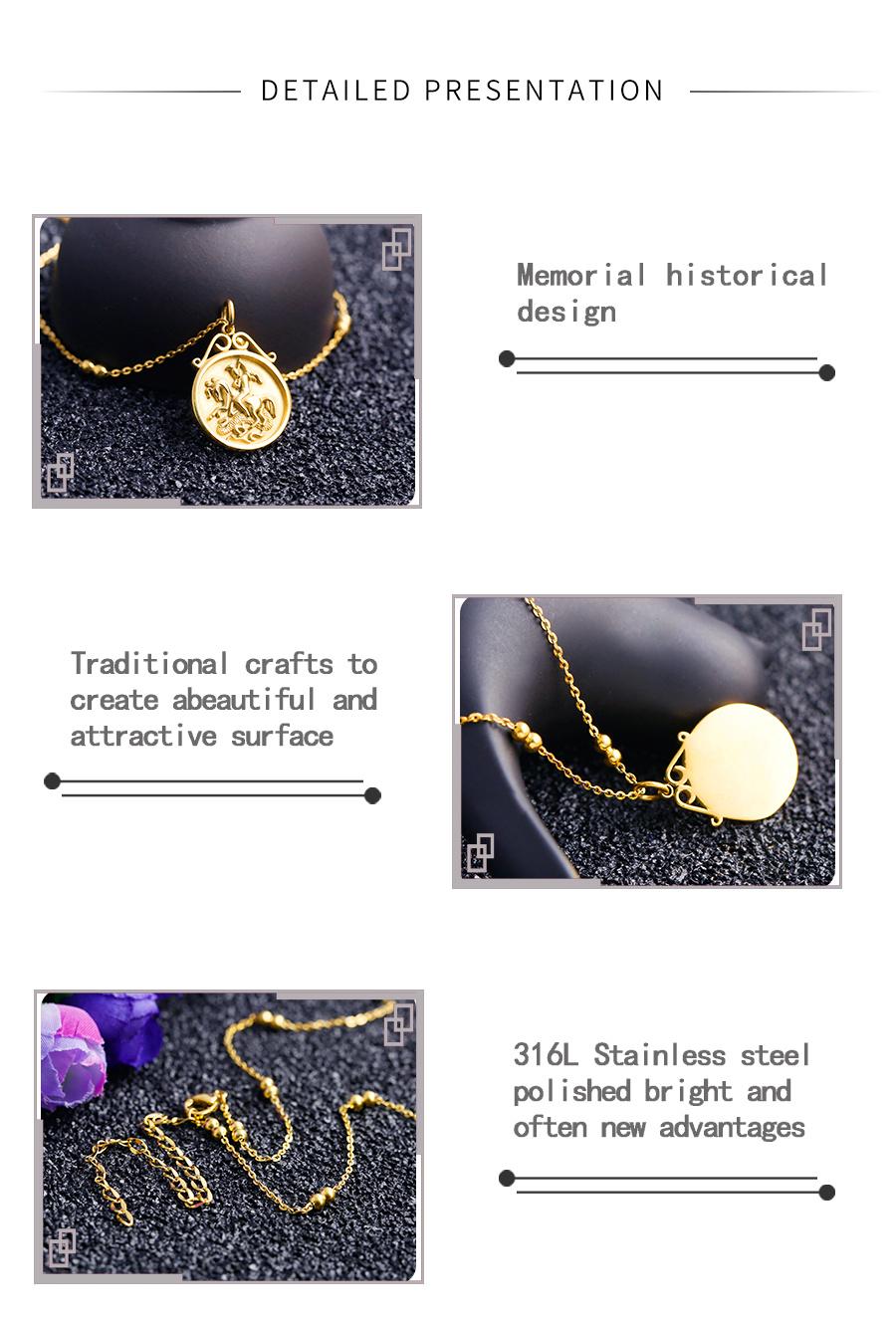 Fashion Stainless Steel Jewelry Commemorative Coin Charm Necklace