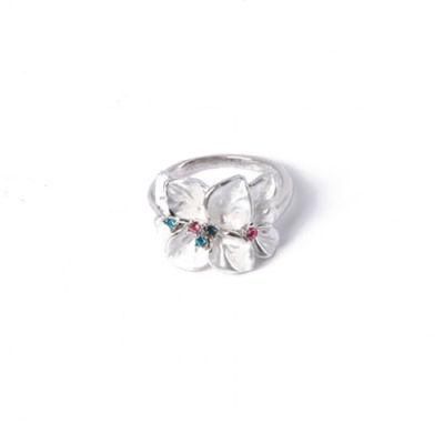 New Design Fashion Jewelry Flower Silver Ring with Rhinestone