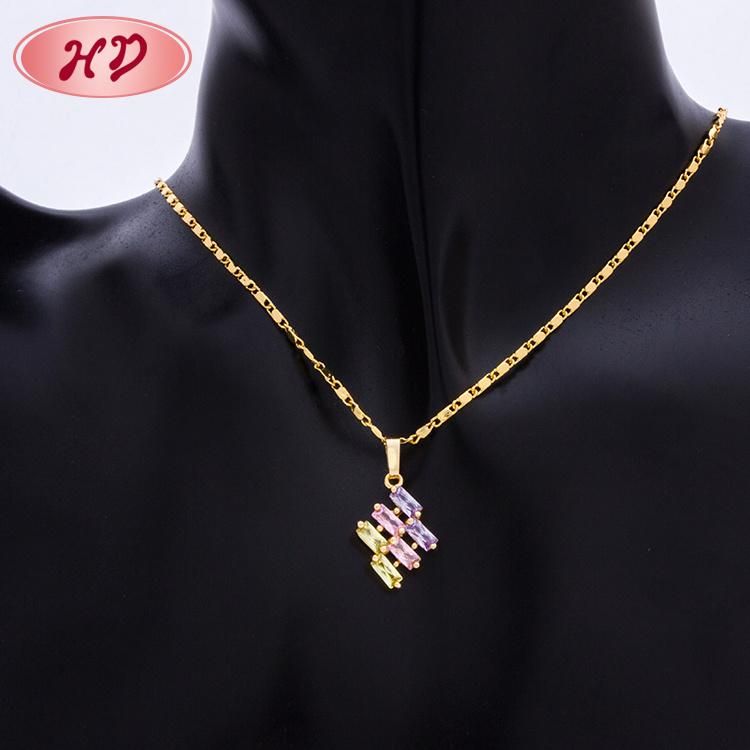 Colorful Women′s Crystal Dubai Gold Plated Jewelry Set for Birthday Gift