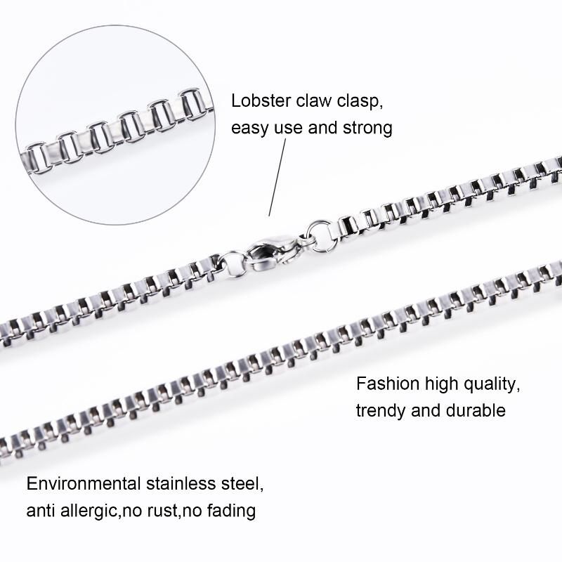 Wholesale Gold Plated Gold Silver White Rose Gold Box Link Chain Necklace Cut Meters for Men Women