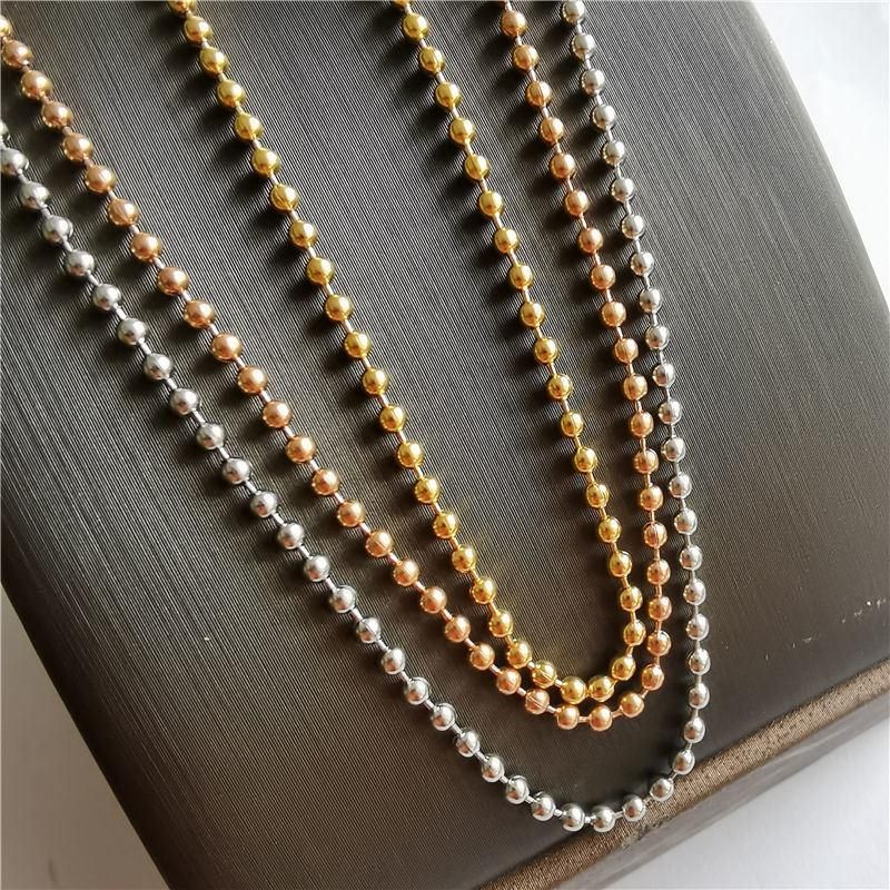 Gold Plated Stainless Steel Ball Bead Chain Necklace with Beads Matching Connectors