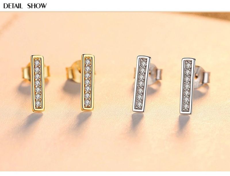 Geometric Solid Gold-Plated Silver Earrings Stud